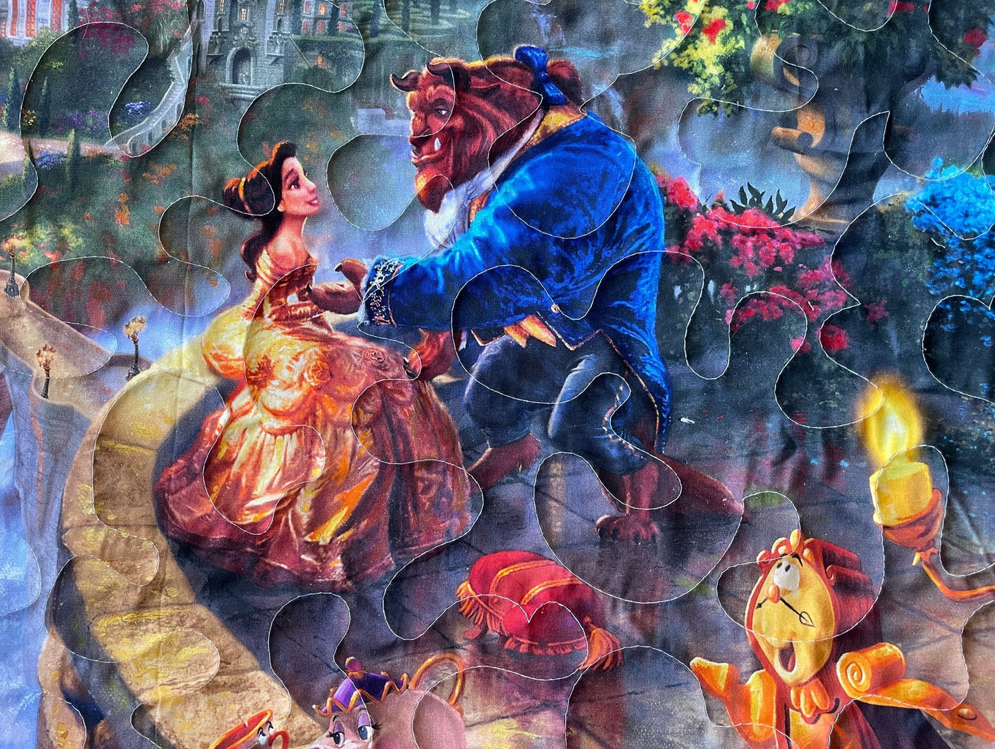 BEAUTY AND THE BEAST FALLING IN LOVE Inspired Quilted Blanket 36"x44" Digital Printed Fabric