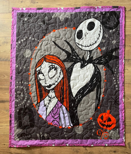 NIGHTMARE BEFORE CHRISTMAS JACK AND SALLY Inspired Quilted Blanket