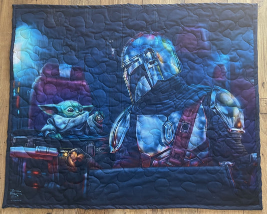 The Mandalorian Baby Yoda inspired Quilted Comforter Blanket DIGITALLY PRINTED FABRIC