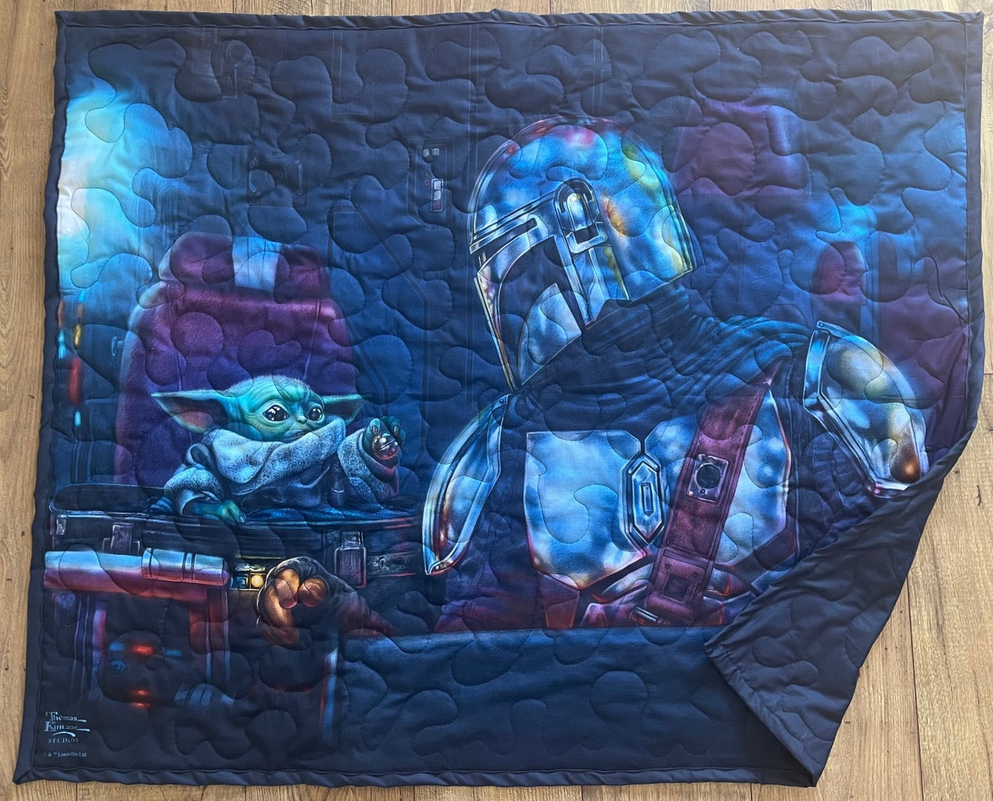 The Mandalorian Baby Yoda inspired Quilted Blanket DIGITALLY PRINTED FABRIC