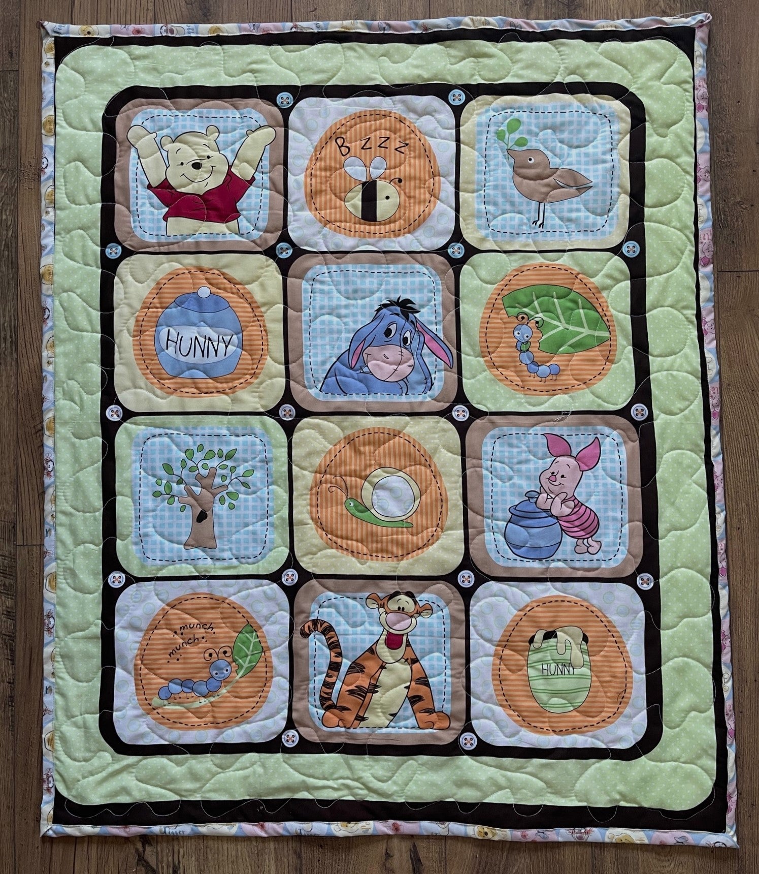 WINNIE THE POOH, TIGGER, EEYORE & PIGLET BLOCKS Inspired Quilted Blanket