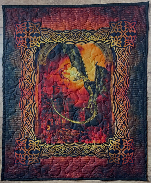 FANTASY DRAGON RED QUILTED BLANKET FOURTH WING INSPIRED