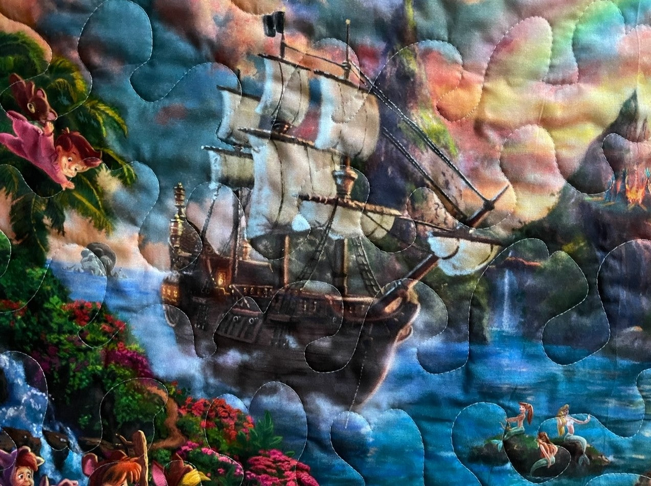PETER PAN Inspired Quilted Blanket DIGITALLY PRINTED FABRIC