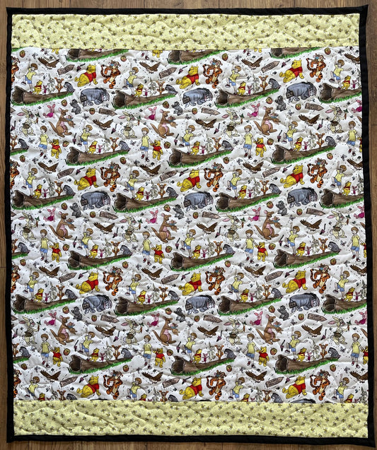 CLASSIC WINNIE THE POOH CHARACTERS SKETCH INSPIRED QUILTED BLANKET
