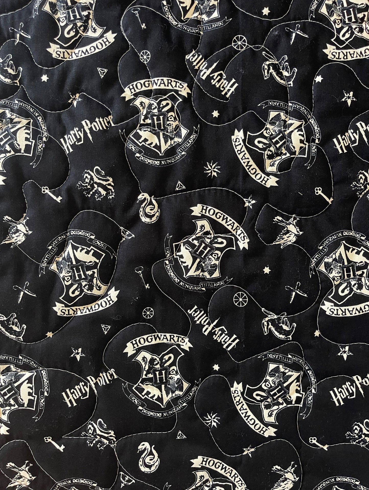 HARRY POTTER CHARACTERS with BLACK ASSETS BACKING Quilted Blanket