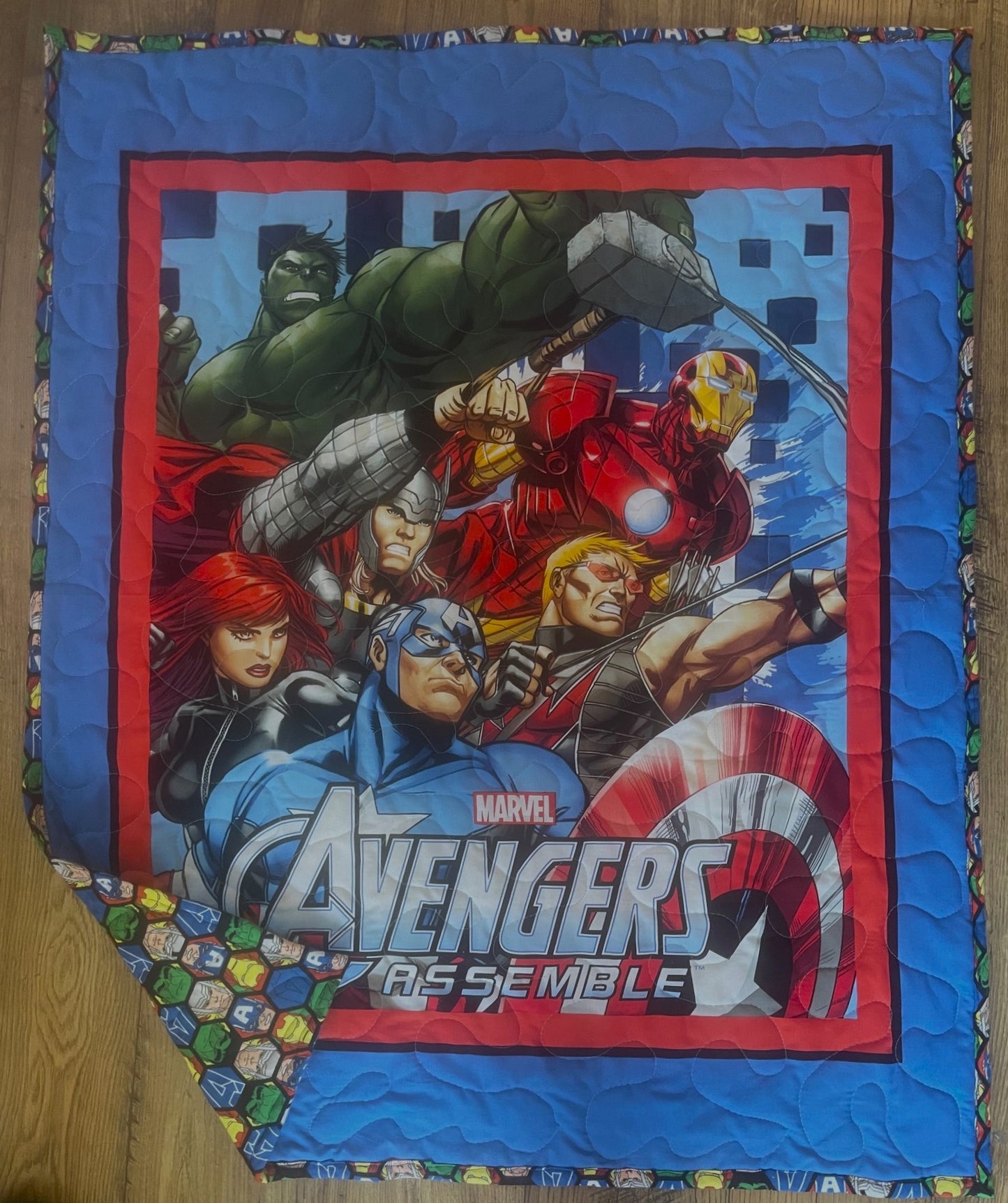 SUPERHERO Inspired Quilted Blanket Soft Flannel Backing