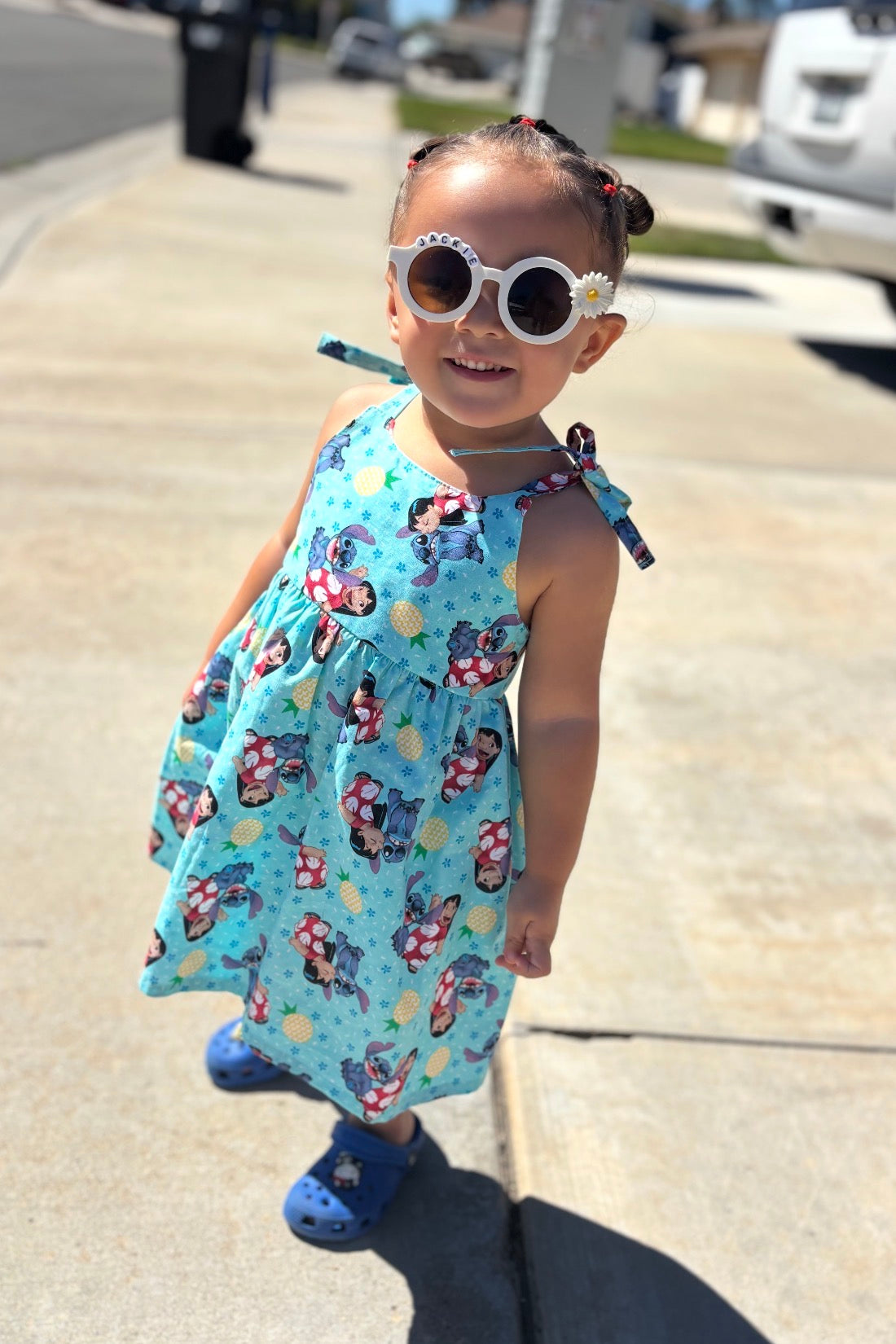Girls, Infant and Toddlers LILO & STITCH OHANA MEANS FAMILY Inspired Boho Style Sundress with Shoulder Ties