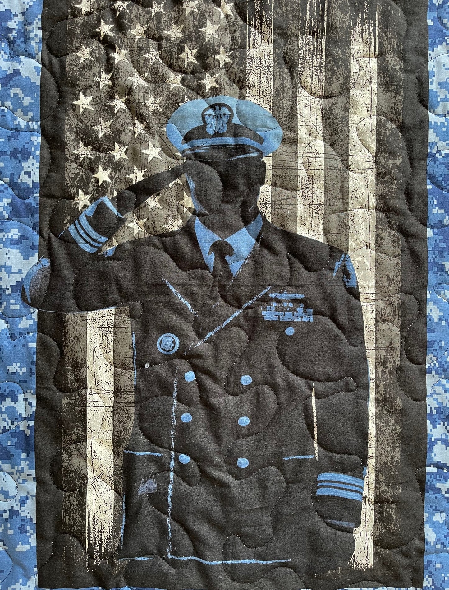 NAVY US MILITARY inspired Quilted Blanket