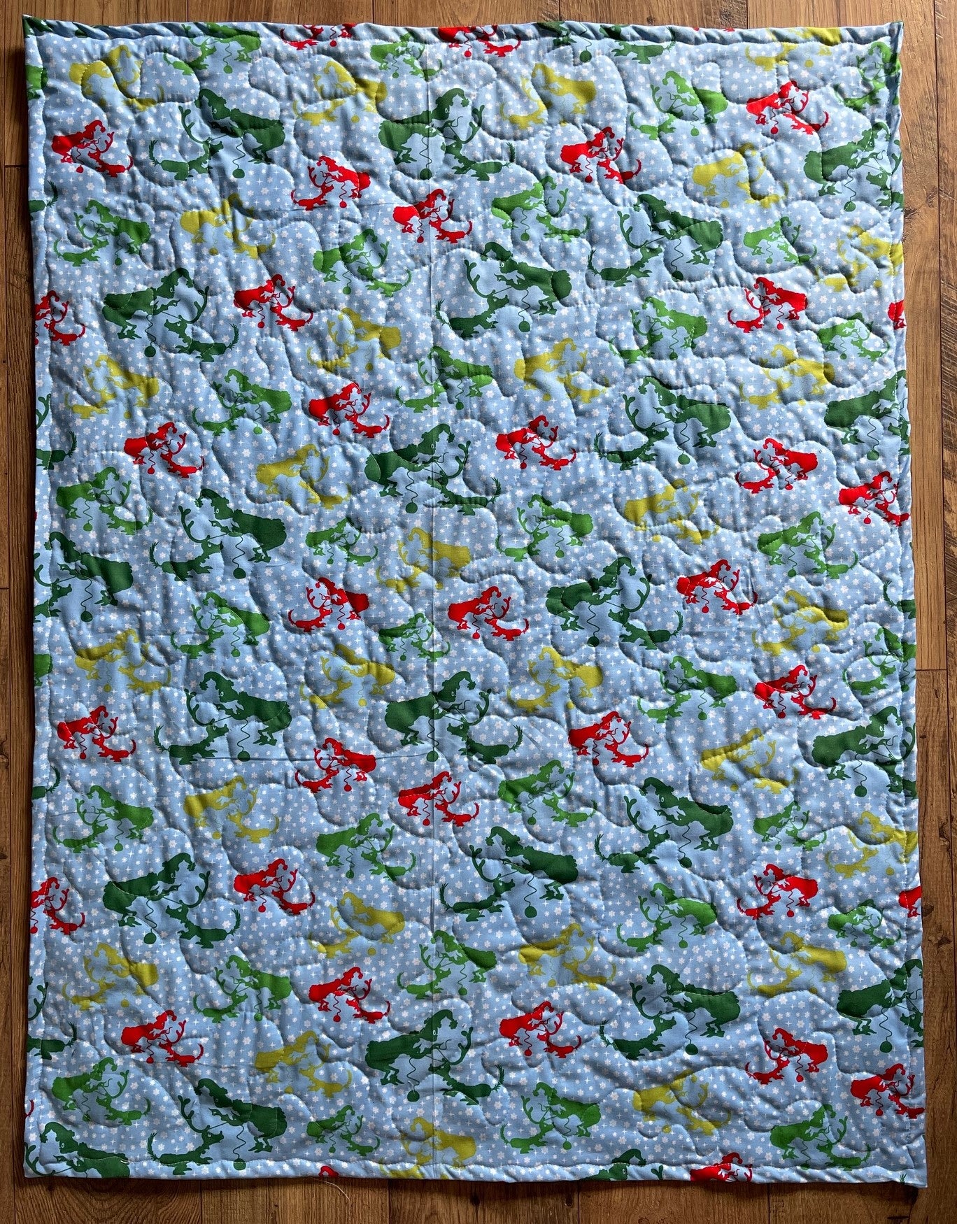 HOW THE GRINCH STOLE CHRISTMAS Inspired Quilted Blanket with MAX BACKING BLUE