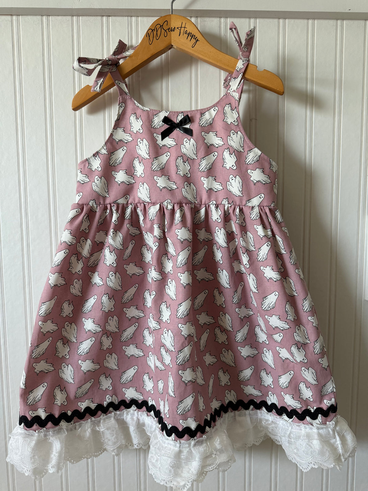 Girls Toddlers HALLOWEEN PINK *GLOW IN THE DARK* GHOSTS Boho Style Dress