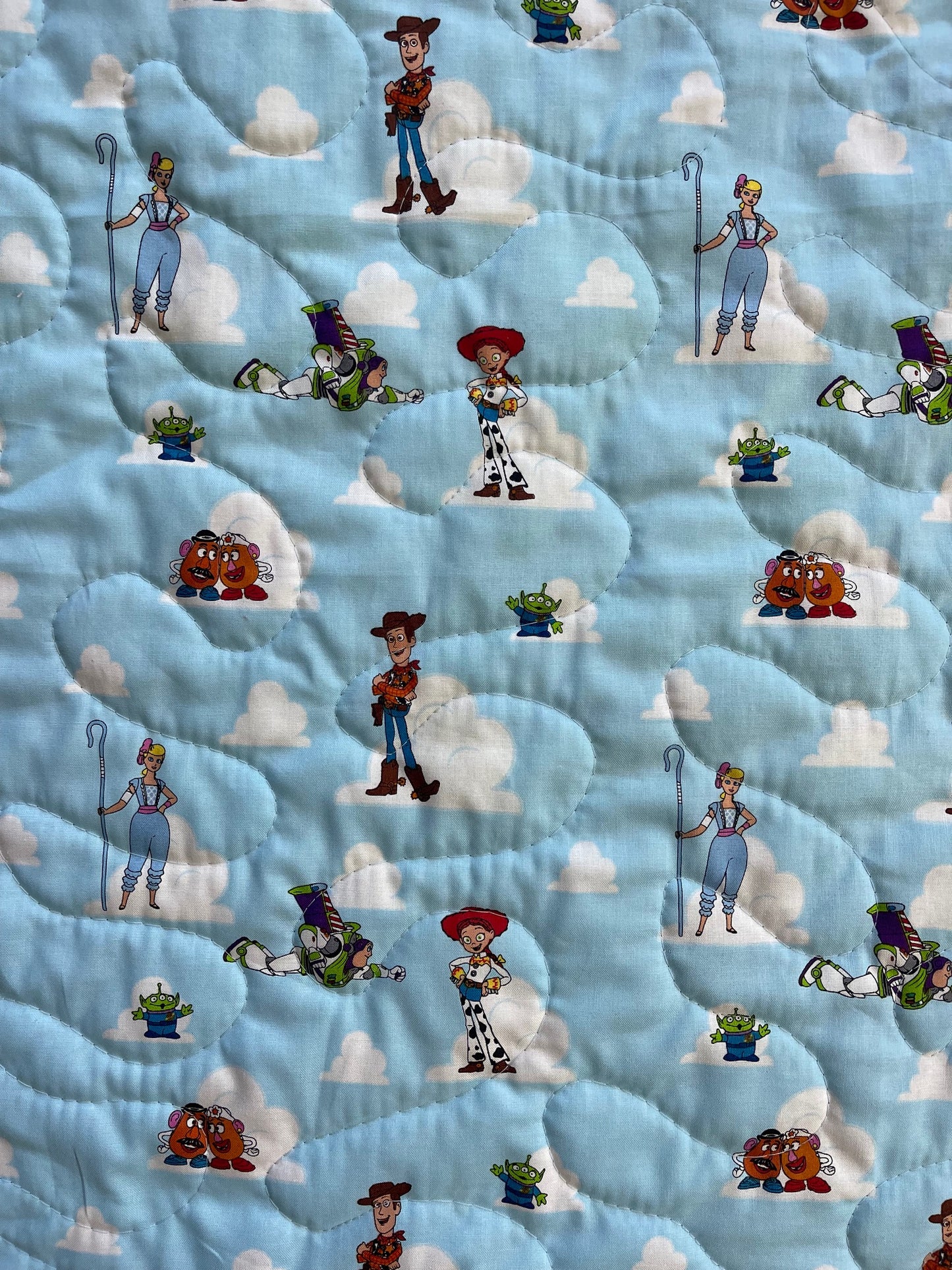 TOY STORY CHARACTERS, BUZZ LIGHTYEAR, SHERIFF WOODY, JESSE & BO PEEP INSPIRED QUILTED BLANKET