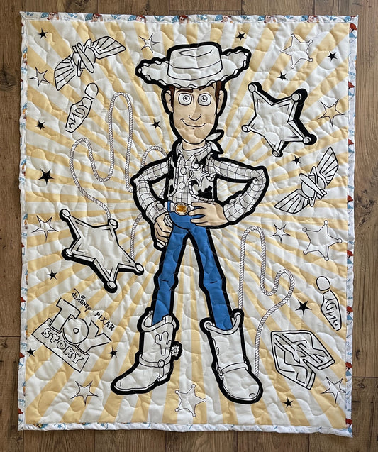 TOY STORY SHERIFF WOODY 36"X44" Quilted blanket SHERIFF STAR BACKING
