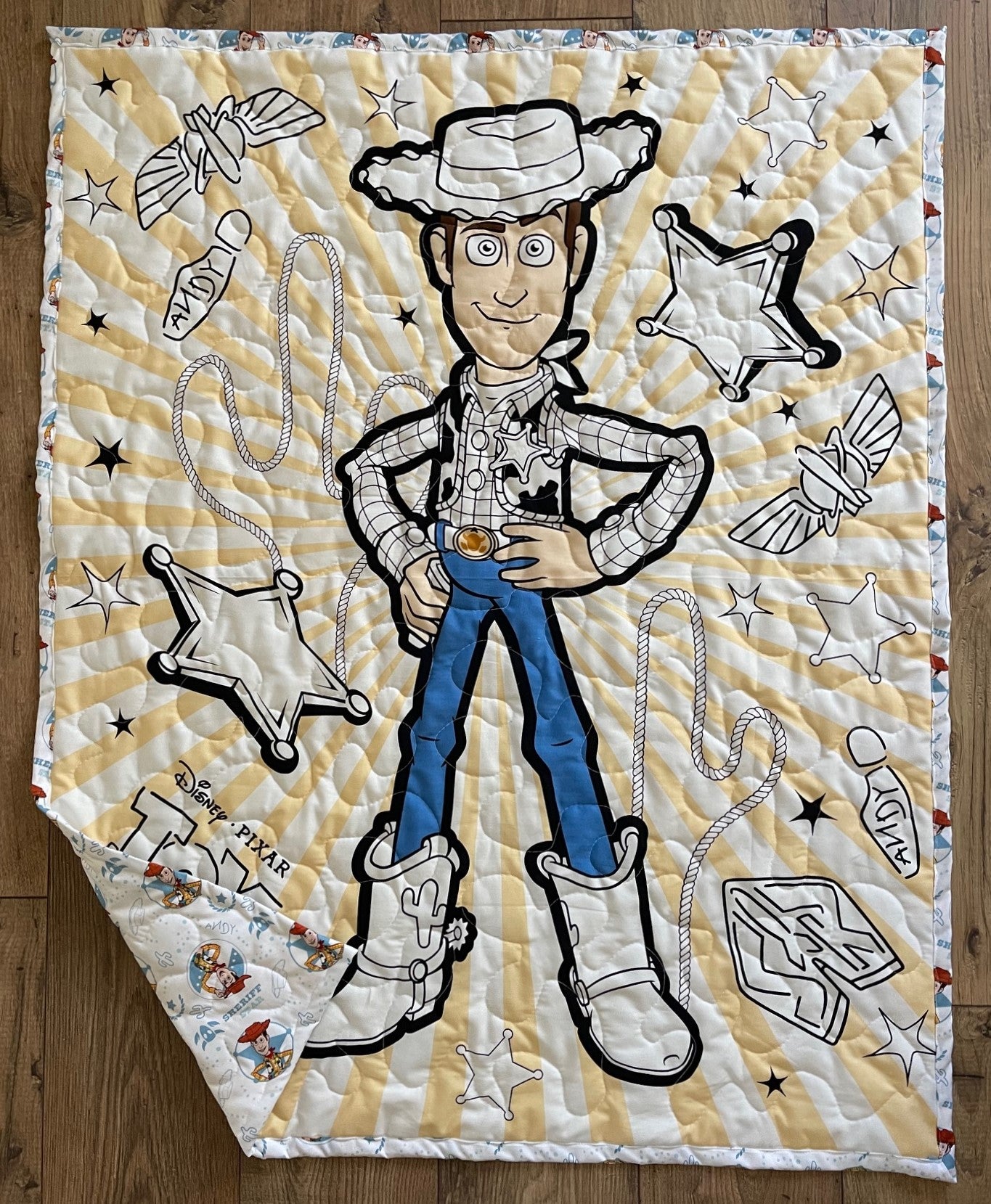 TOY STORY SHERIFF WOODY 36"X44" Quilted blanket SHERIFF STAR BACKING