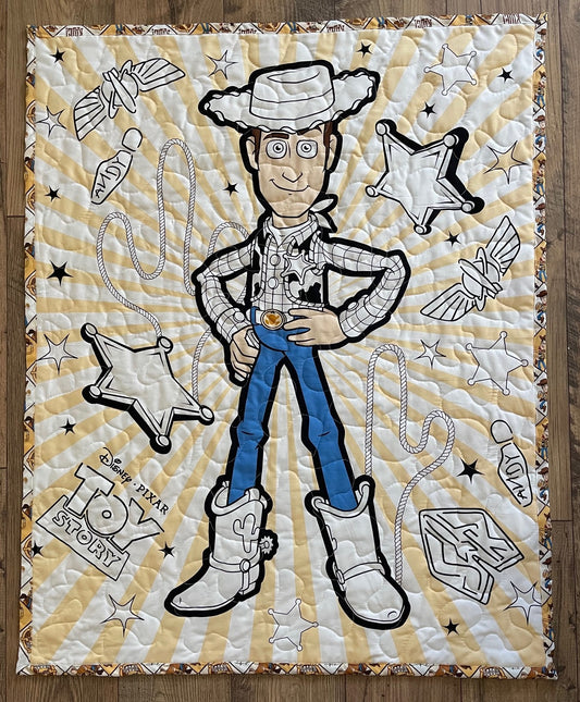 TOY STORY *LET'S RIDE* SHERIFF WOODY INSPIRED QUILTED BLANKET