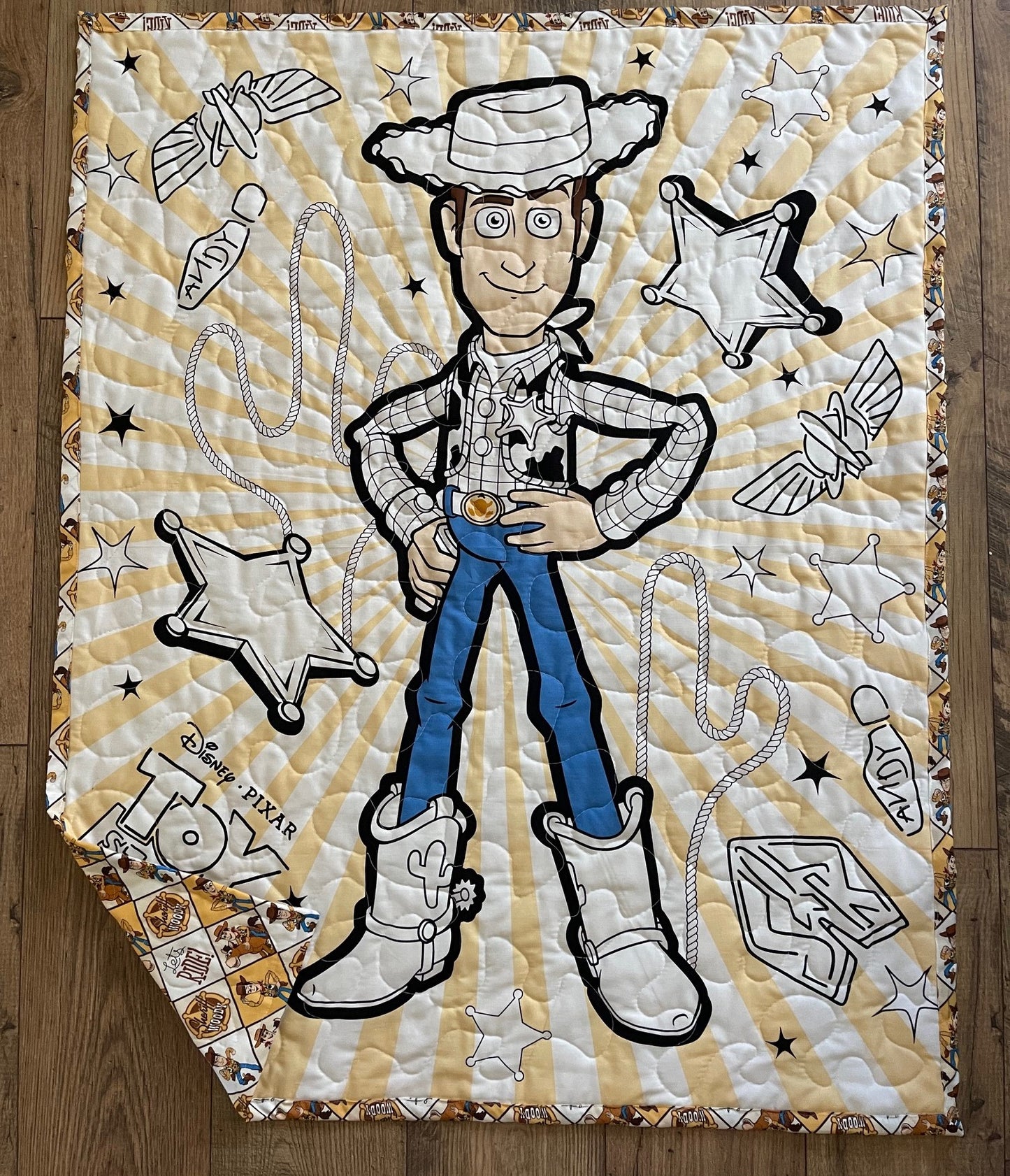 TOY STORY *LET'S RIDE* SHERIFF WOODY INSPIRED QUILTED BLANKET