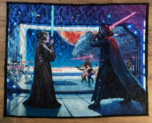 STAR WARS OBI-WAN'S FINAL BATTLE inspired Quilted Blanket DIGITALLY PRINTED FABRIC