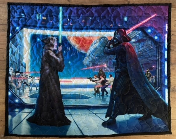 OBI-WAN'S FINAL BATTLE DARTH VADER inspired Quilted Blanket DIGITALLY PRINTED FABRIC