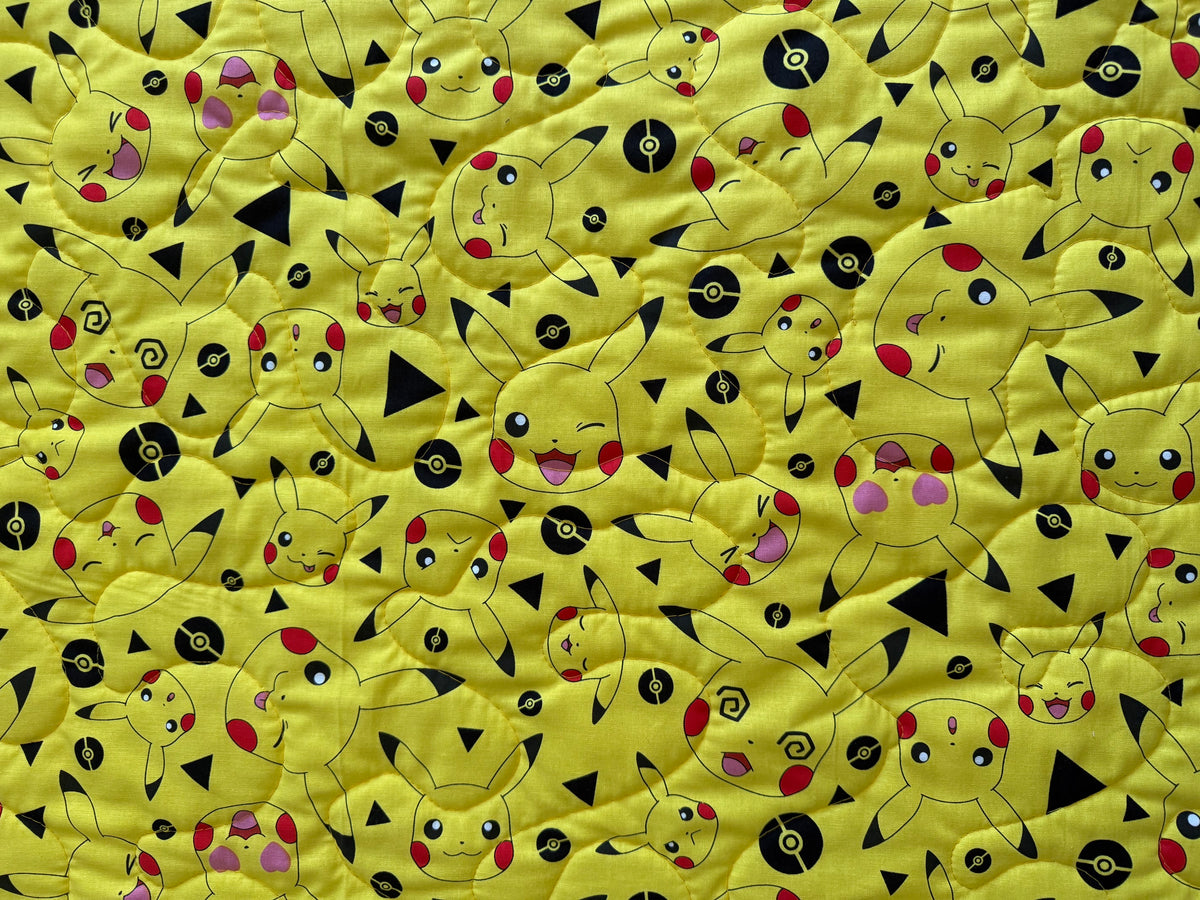 MANY FACES OF PIKACHU VIDEO GAME REVERSIBLE QUILTED BLANKET
