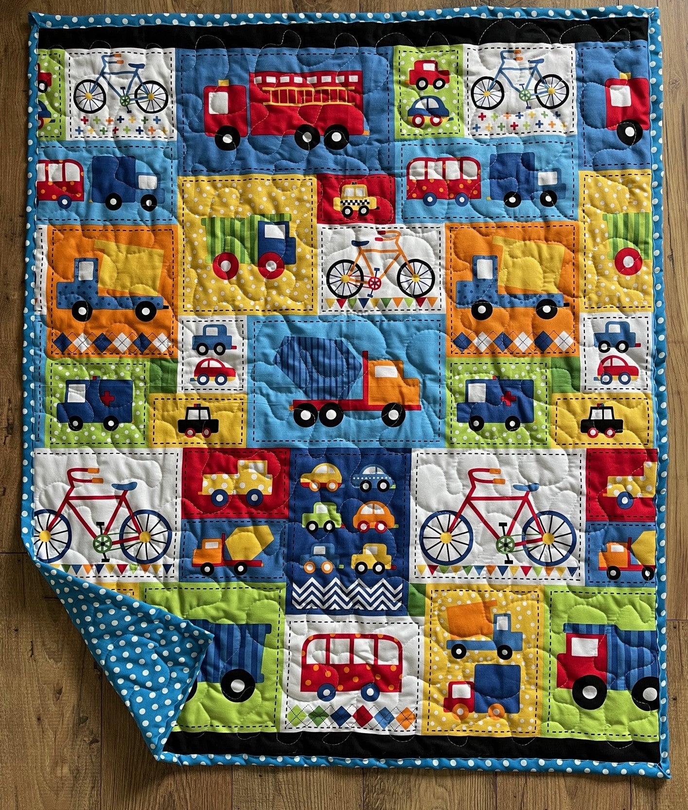 READY SET GO Boys Construction, First Responders & Transportation Vehicles Quilted Blanket
