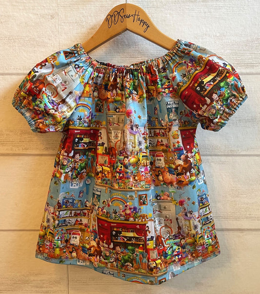 Girls Disney TOY STORY Andy's Bedroom inspired puffy short sleeved dress