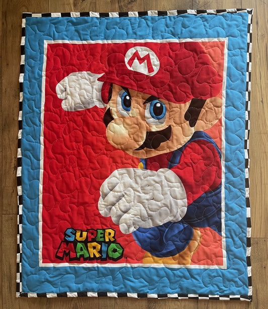 NINTENDO SUPER MARIO VIDEO GAME INSPIRED QUILTED BLANKET