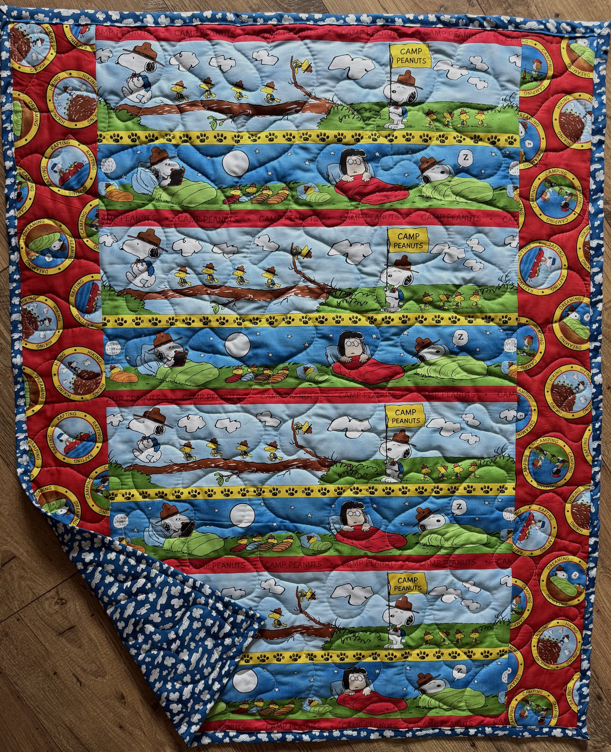 PEANUTS LET'S GO CAMPING CHARLIE BROWN, SNOOPY, WOODSTOCK, LINUS, PEPPERMINT PATTY, MARCY INSPIRED Quilted Blanket