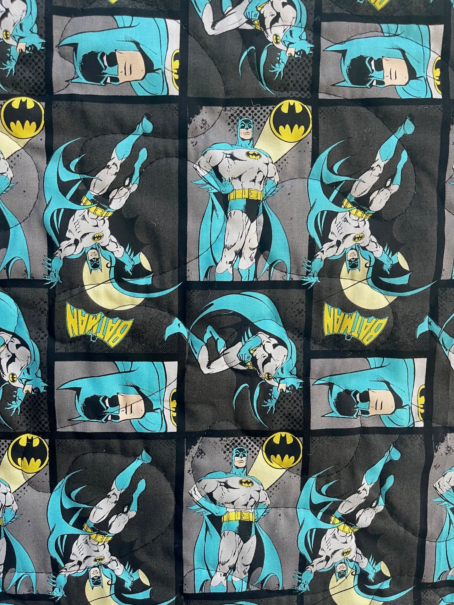 SUPERHERO BAT MAN CAPED CRUSADER Inspired Quilted Blanket Soft Flannel Backing