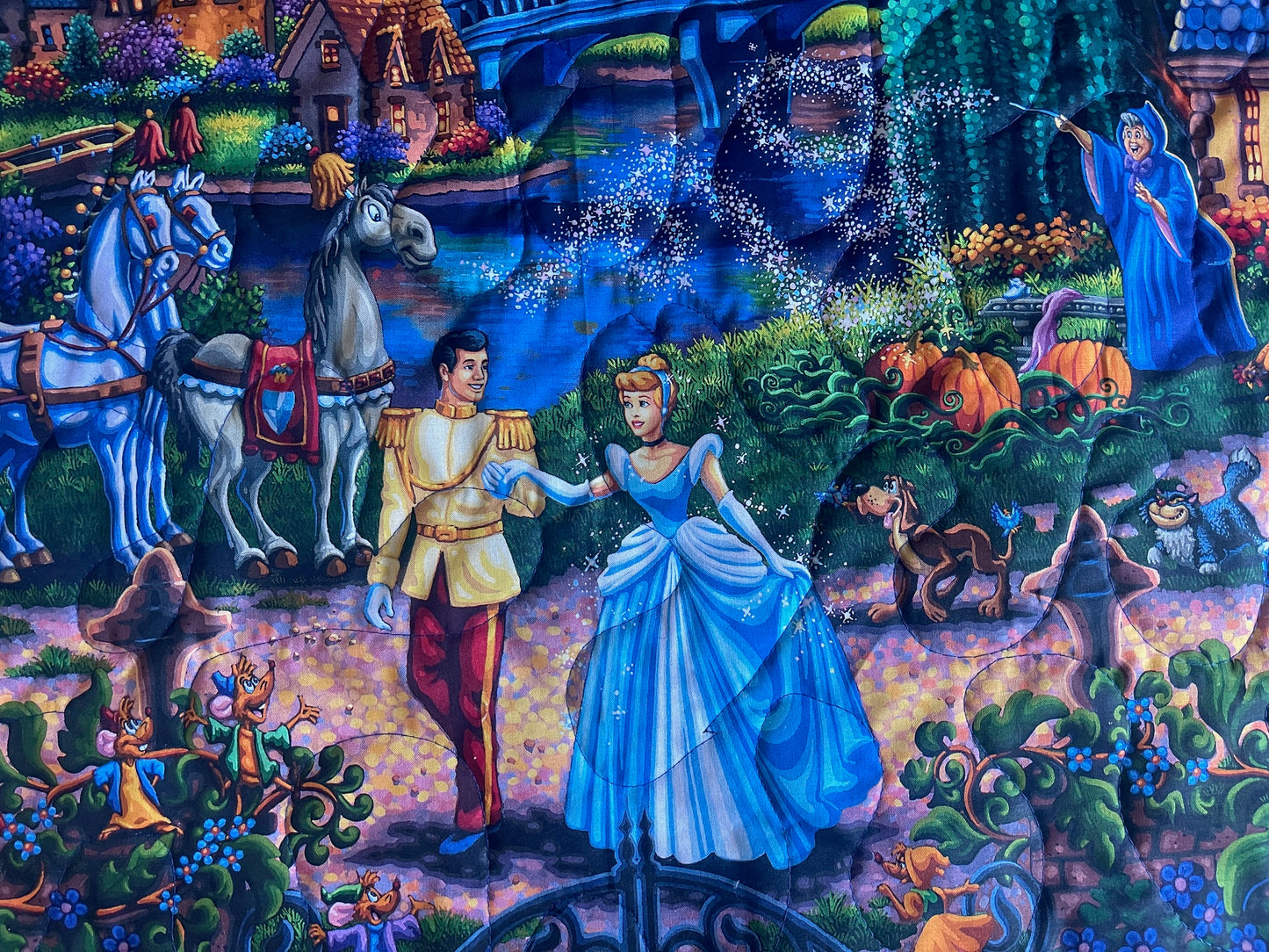 CINDERELLA Clock Strikes Midnight Digitally Printed Quilted Blanket
