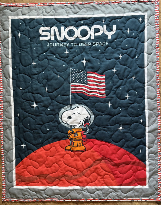 PEANUTS SNOOPY *JOURNEY TO DEEP SPACE* ASTRONAUT Inspired Quilted Blanket
