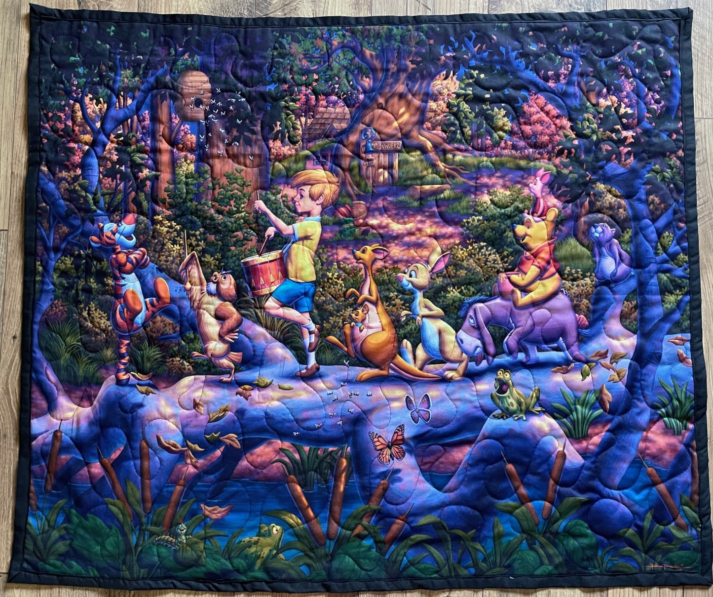 WINNIE THE POOH HEROES PARADE, TIGGER, PIGLET, EEYORE, RABBIT, CHRISTOPHER ROBIN DIGITAL PRINT QUILTED BLANKET