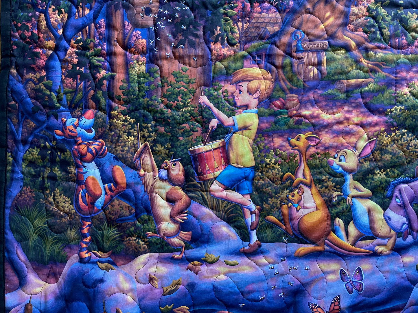 WINNIE THE POOH HEROES PARADE, TIGGER, PIGLET, EEYORE, RABBIT, CHRISTOPHER ROBIN DIGITAL PRINT QUILTED BLANKET