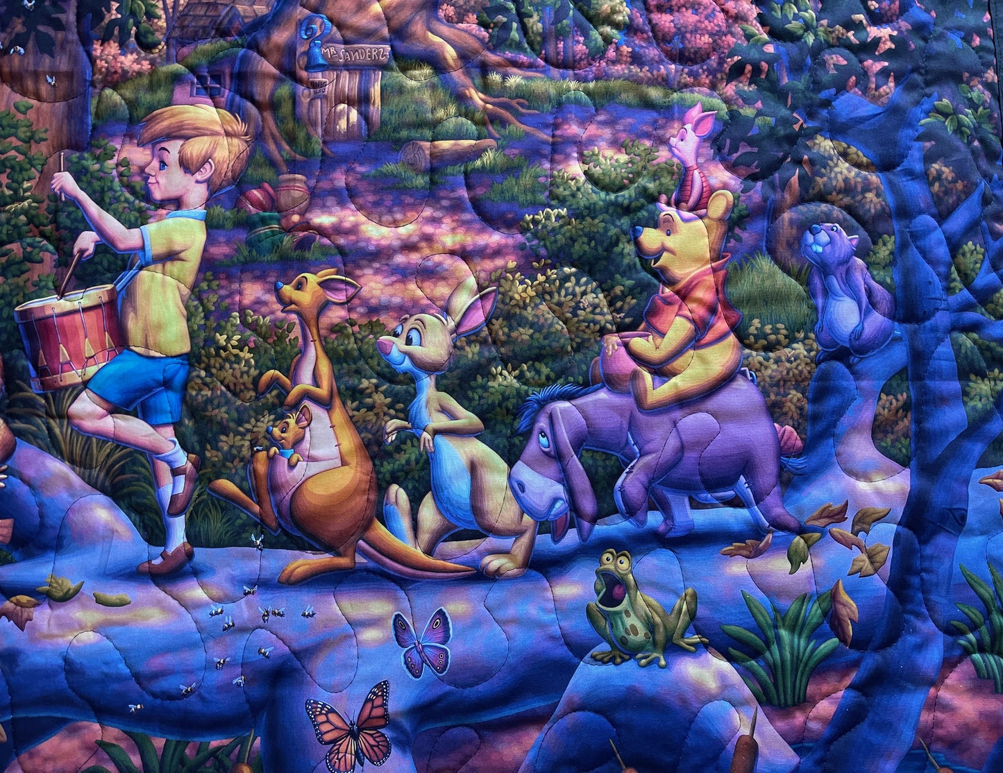 WINNIE THE POOH HEROES PARADE, TIGGER, PIGLET, EEYORE, RABBIT, CHRISTOPHER ROBIN DIGITAL PRINT QUILTED BLANKET