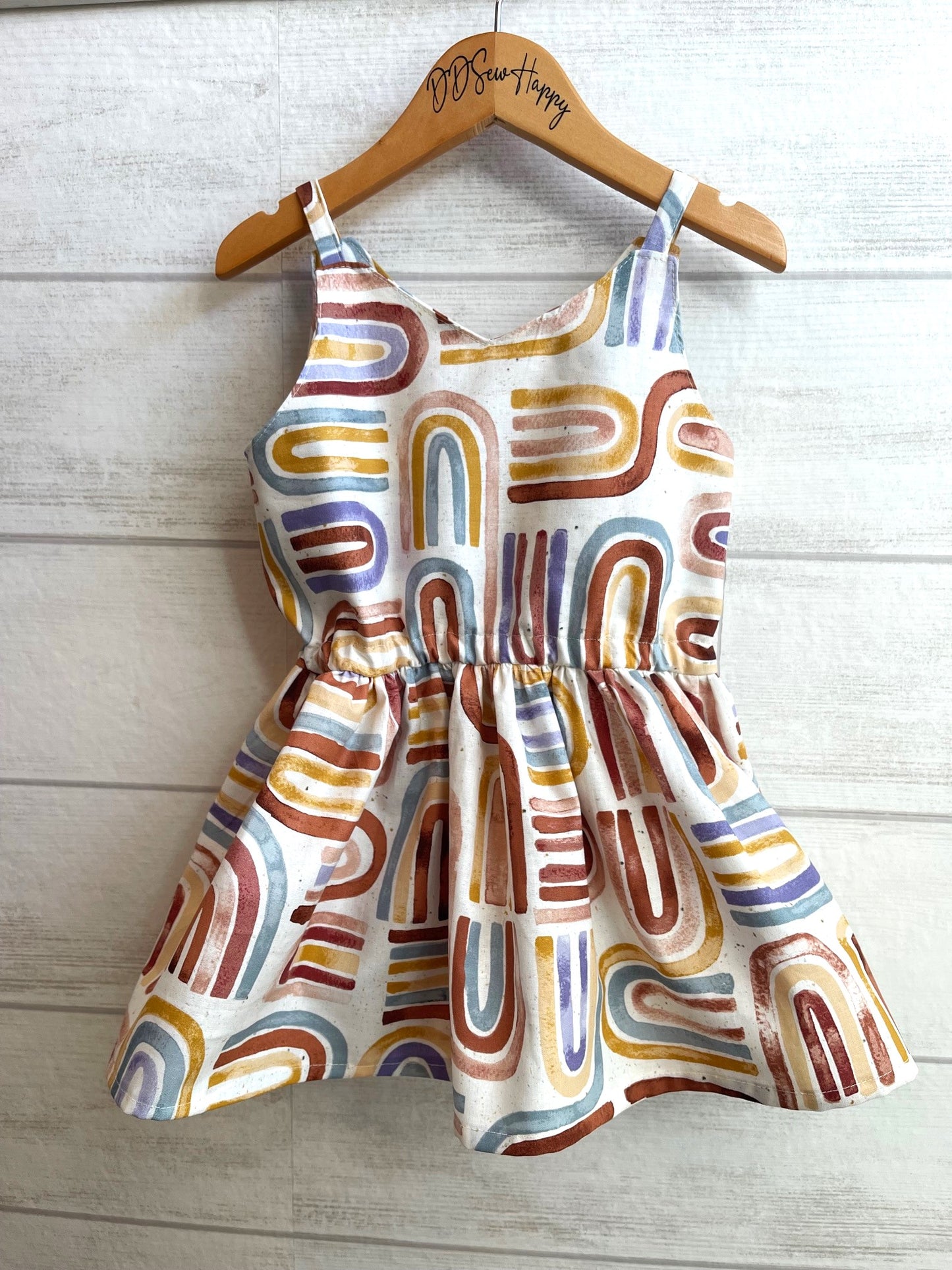 Girls and Toddlers Rainbow Natural Abstract Boho Style Twirl Dress