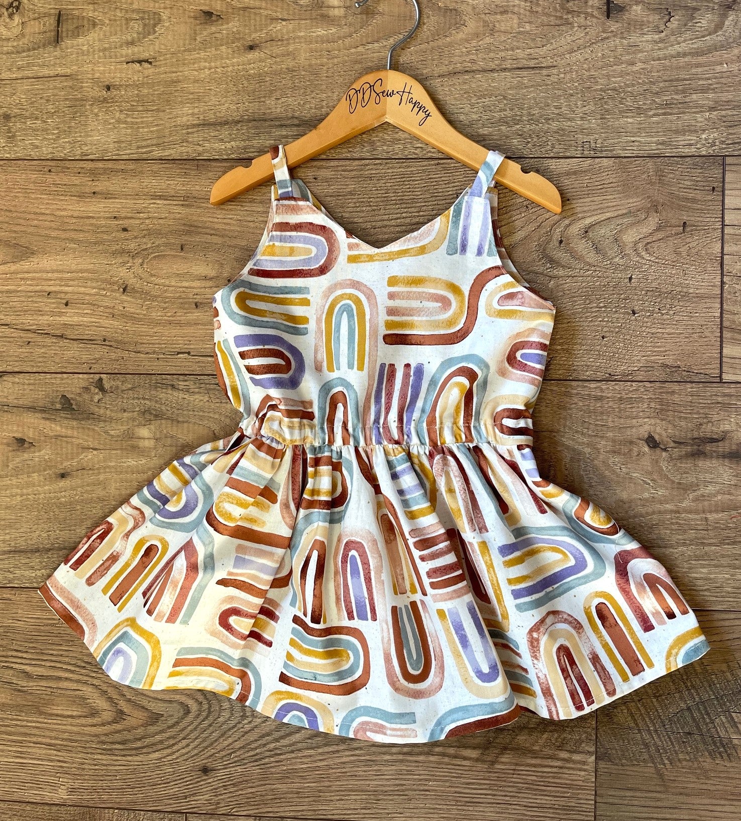 Girls and Toddlers Rainbow Natural Abstract Boho Style Dress