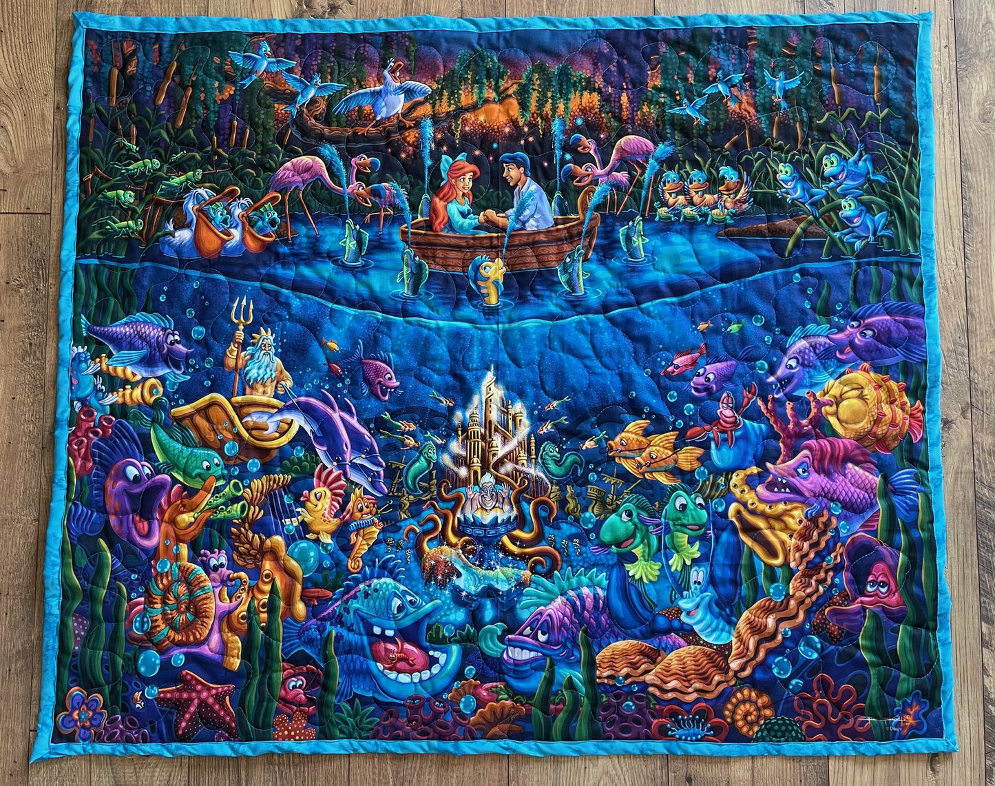 MERMAID CHARACTERS Quilted Blanket Bright Digital Print fabric