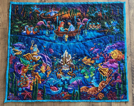 MERMAID CHARACTERS Quilted Blanket Bright Digital Print fabric