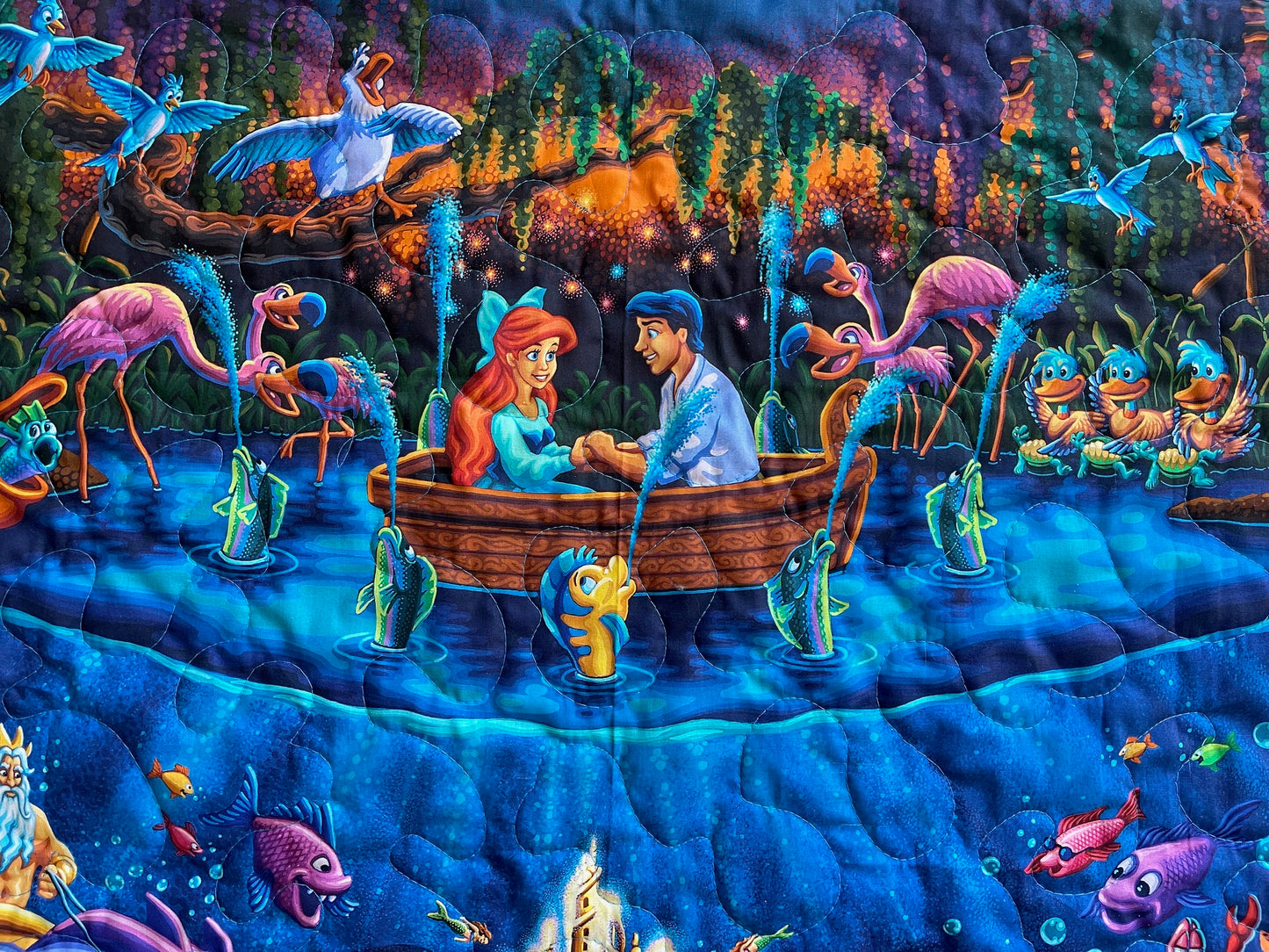 LITTLE MERMAID Inspired Beautifully Digital Photographed Fabric Quilted Blanket 36"x44"