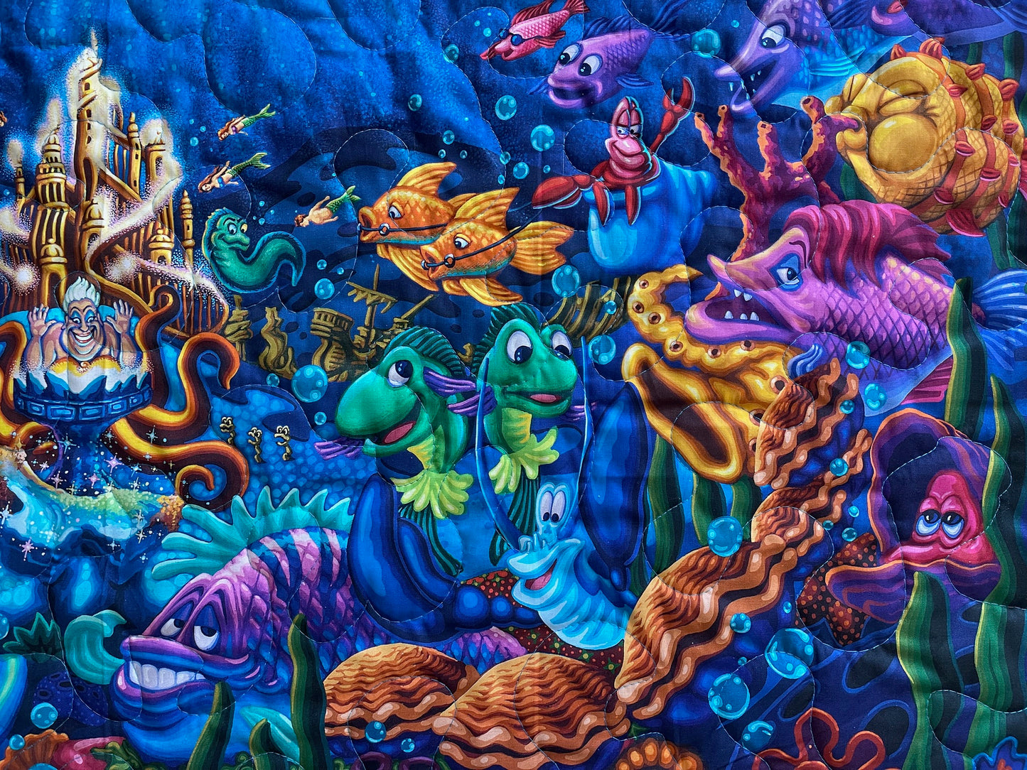 MERMAID CHARACTERS Quilted Blanket Bright Digital Print fabric