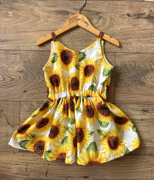 Girls and Toddlers SUNFLOWERS Boho Style Twirl Dress