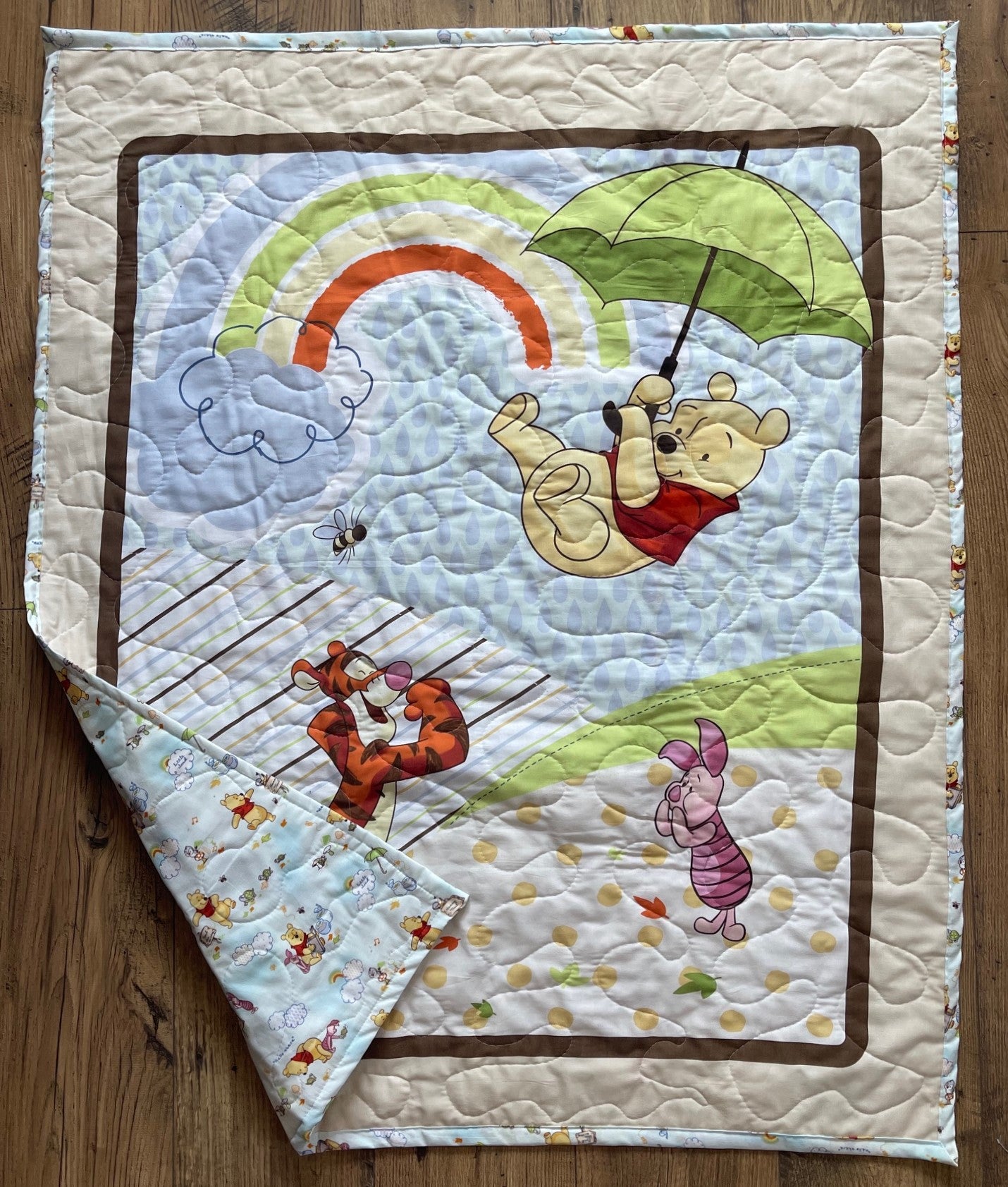 WINNIE THE POOH, PIGLET & TIGGER *HELLO THERE LITTLE CLOUD* Inspired Quilted Blanket