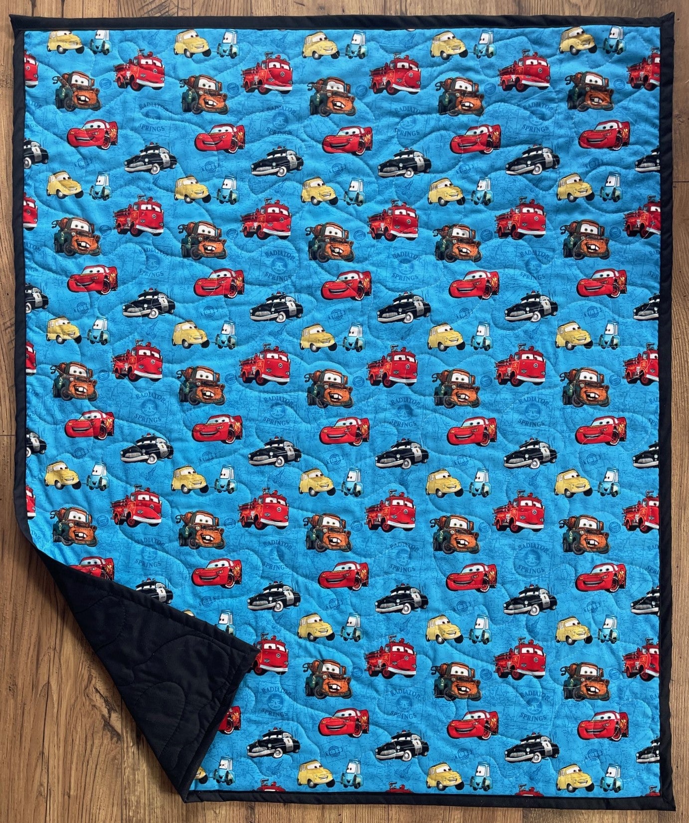 DISNEY PIXAR CARS CHARACTERS MATER & LIGHTNING MC QUEEN 95 INSPIRED QUILTED BLANKET