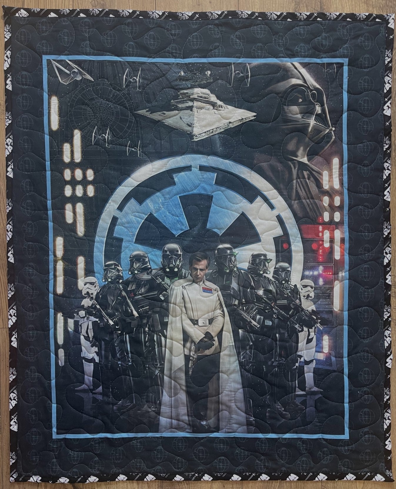 Rogue One Villains Darth Vader, Grand Moff Tarkin, Stormtroopers inspired Quilted Blanket