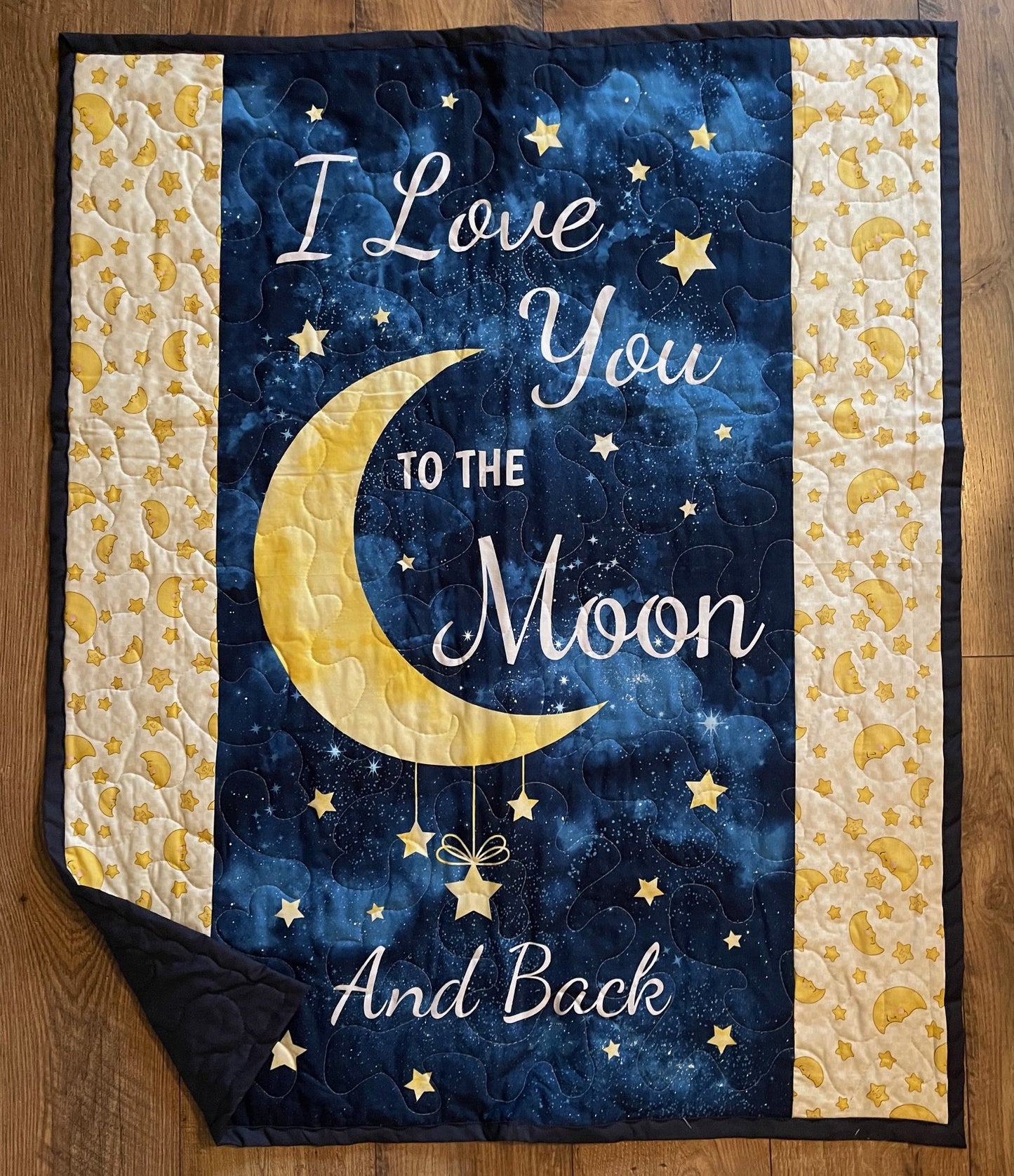 I LOVE YOU TO THE MOON AND BACK 36"X44" QUILTED BLANKET