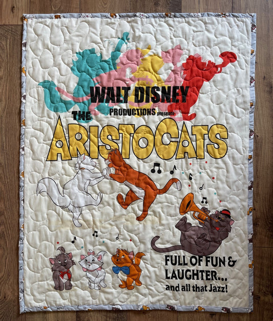 WALT DISNEY PRODUCTIONS THE ARISTOCATS Inspired Quilted Blanket Full Of Fun and Laughter and all that Jazz