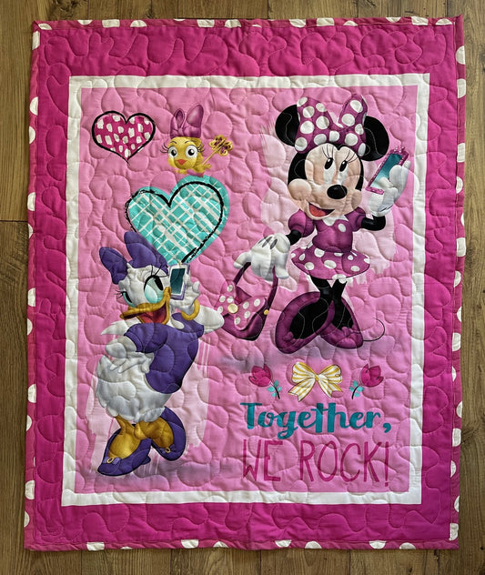 MINNIE MOUSE & DAISY DUCK "TOGETHER WE ROCK" Inspired Quilted Blanket