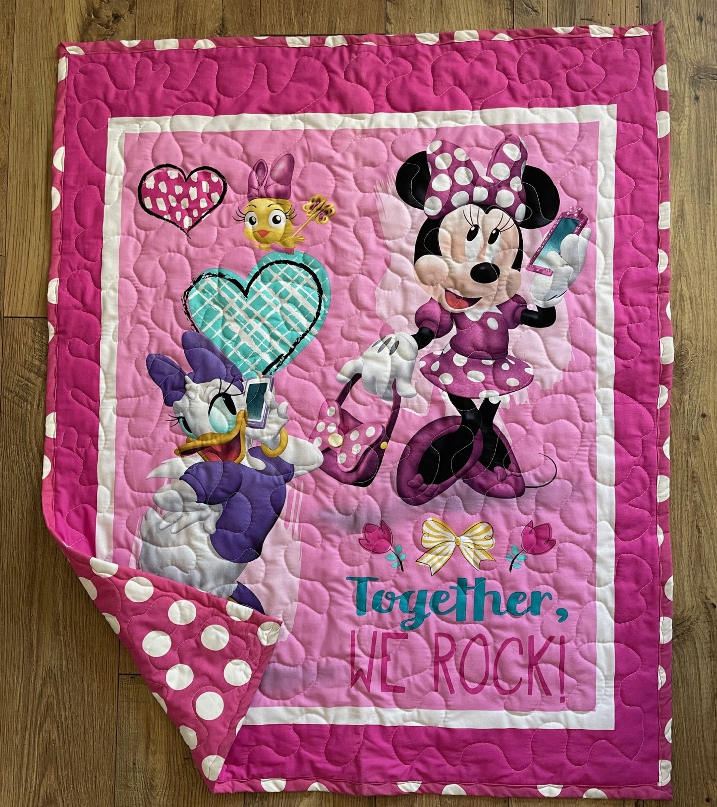 MINNIE MOUSE & DAISY DUCK "TOGETHER WE ROCK" Inspired Quilted Blanket