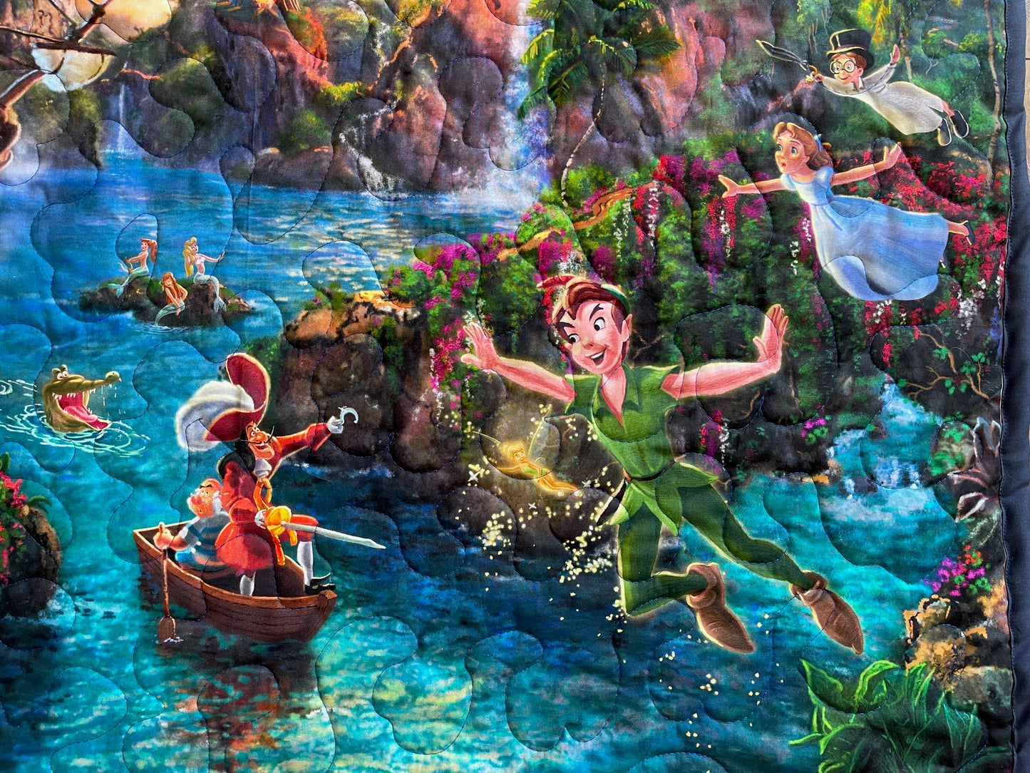 PETER PAN NEVER LAND Inspired Quilted Blanket 36"x44" DIGITALLY PRINTED FABRIC