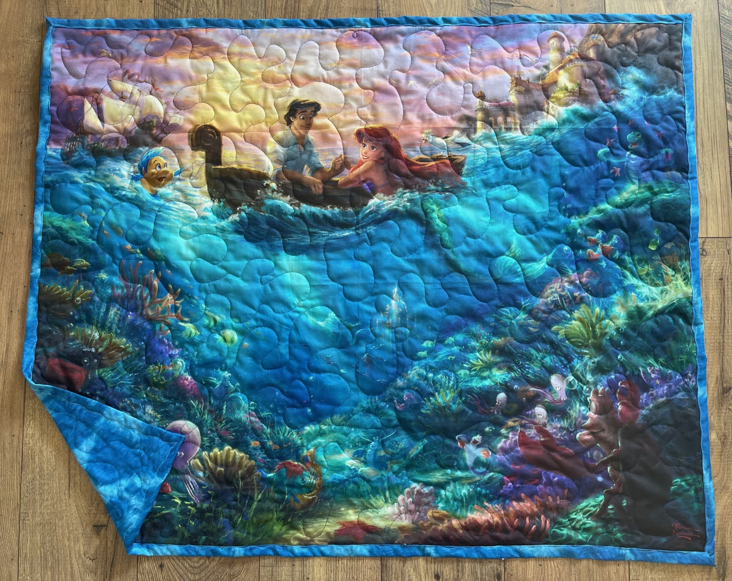 LITTLE MERMAID Inspired ARIEL AND ERIC FALLING IN LOVE QUILTED Blanket 36"x44" DIGITAL PRINT 1 AVAILABLE