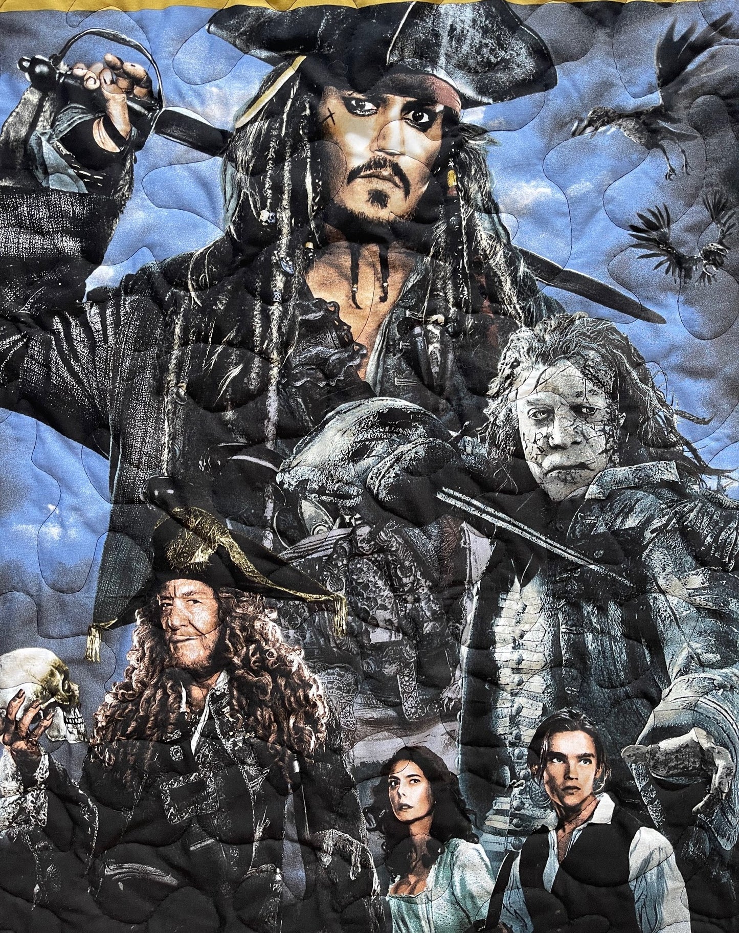 PIRATES OF THE CARIBBEAN "DEAD MEN TELL NO TALES" JACK SPARROW BACKING QUILTED BLANKET