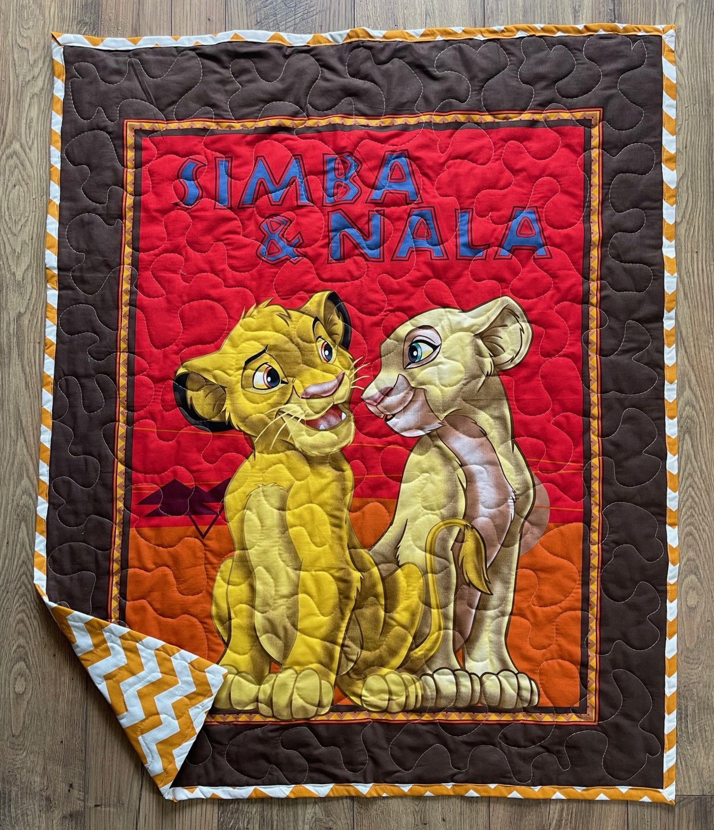 DISNEY THE LION KING SIMBA & NALA Inspired Quilted Blanket